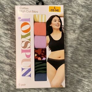 Joyspun 6 pack Cotton High Cut Bikini Underwear L NWT